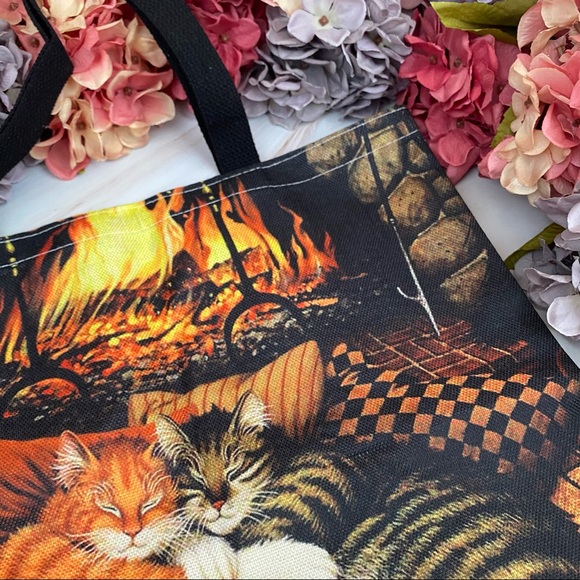 Eco-Friendly Sleeping Tabby Cats in Love Folding Tote Bag - Picture 6 of 12